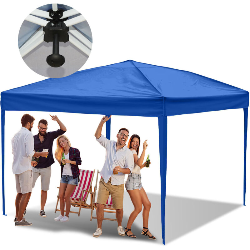 foto del prodotto pergolato da giardino. tenda da sole pieghevole. protezione solare uv 50 . pop up senza muri blu 3x3m swanew