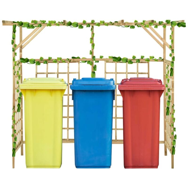 foto del prodotto pergolato giardino per bidoni tripli legno di pino impregnato vidaxl