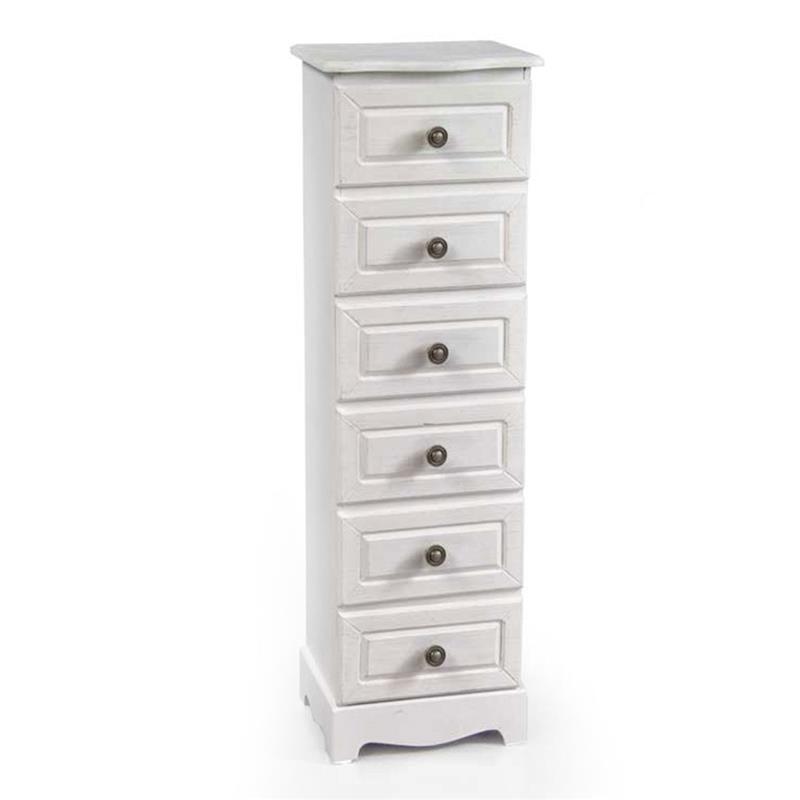 foto del prodotto perla cassettiera a 6 cassetti 29 x 23 x 95 cm colore bianco