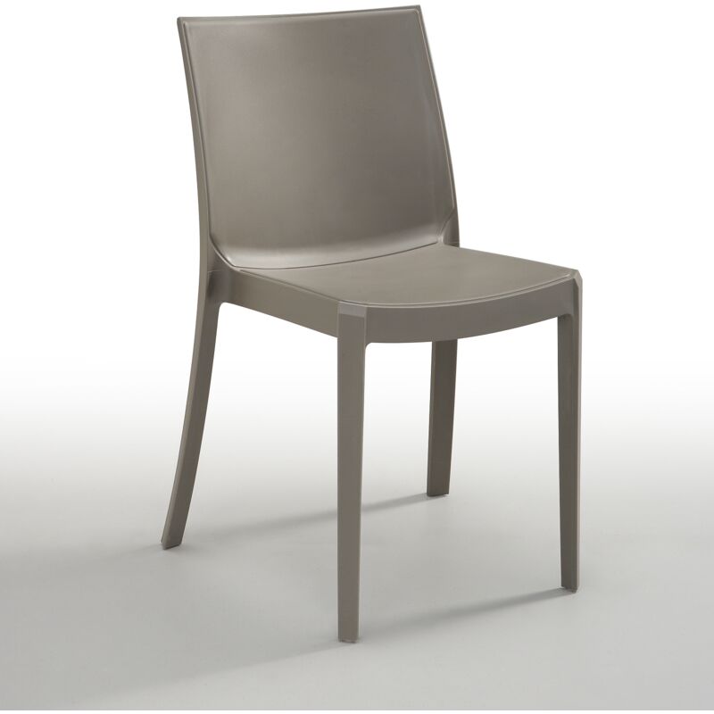 foto del prodotto perla sedia impilabile in polipropilene tortora con piedini antiscivolo cm 47x55x82 h per interno ed esterno
