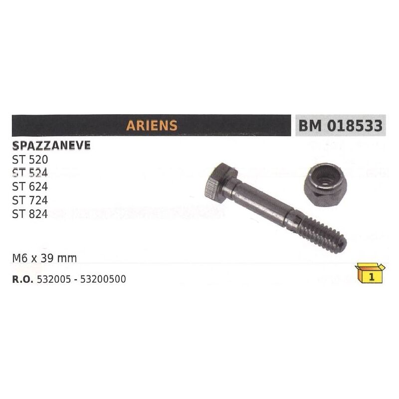 foto del prodotto perno spinotto di sicurezza m6x39mm spazzaneve ariens st 520 524d 724d 826d