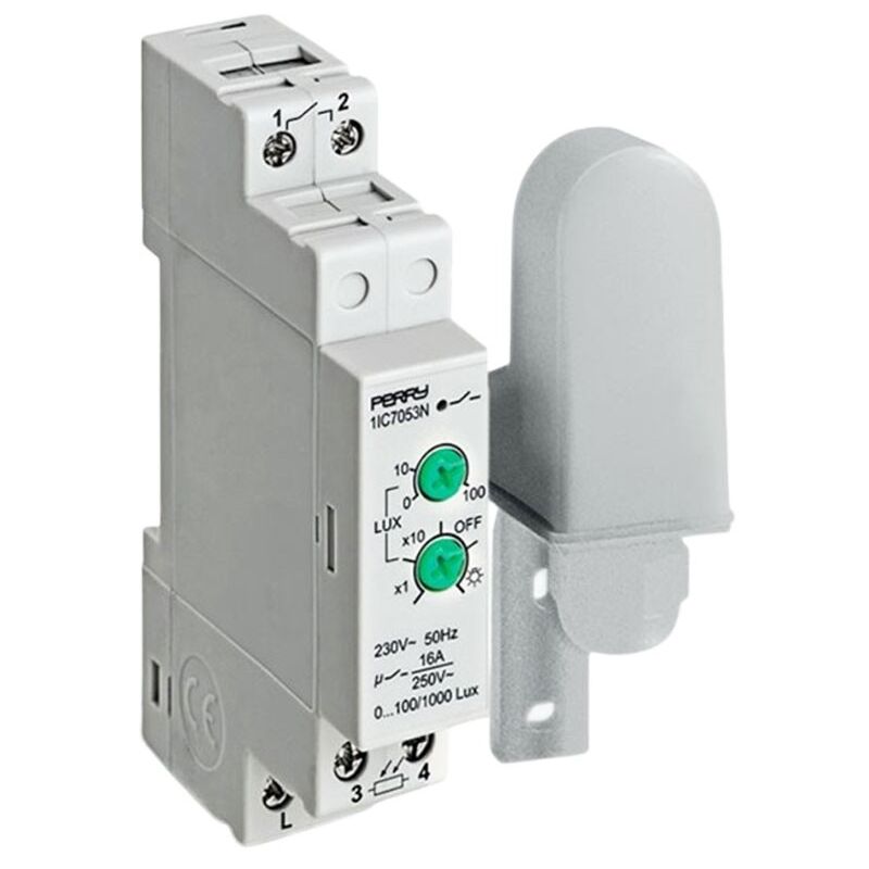 foto del prodotto perry interruttore crepuscolare 1 modulo 1no 230v con sonda 1ic7053n