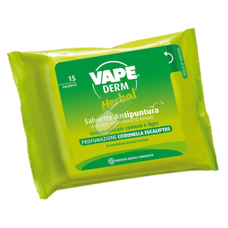 foto del prodotto persona derm salviette herbal antipuntura 15pz vape