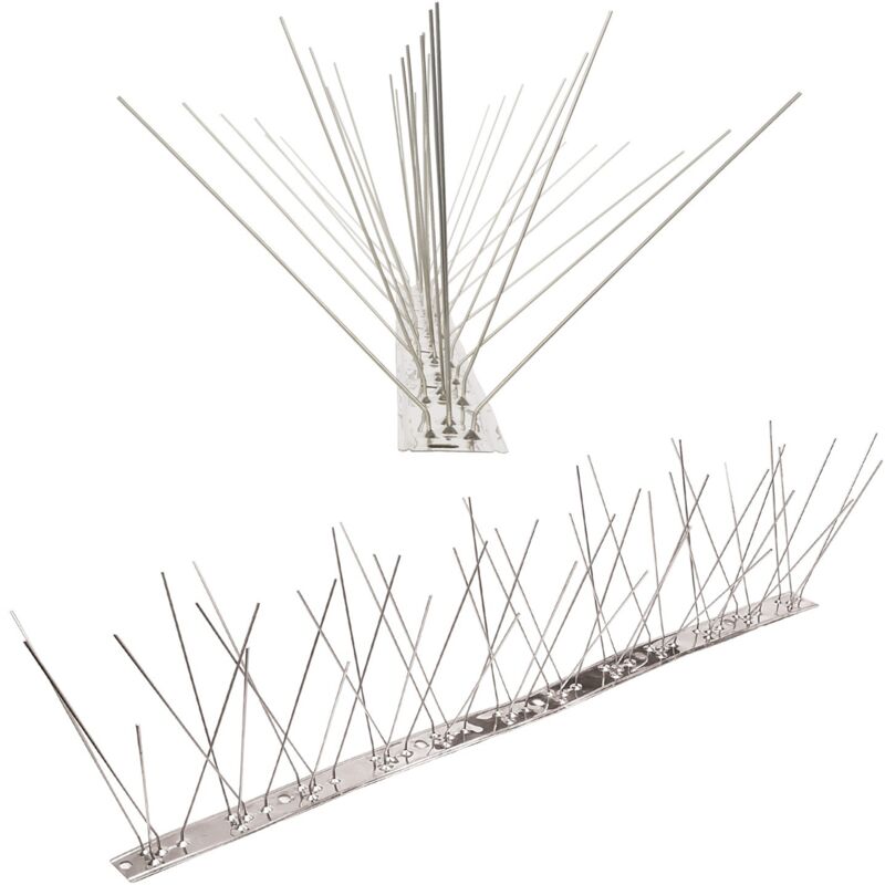 foto del prodotto pestsystems 10 metri dissuasori di picchi anti piccione v2a con base di acciaio inossidabile flessibile 5 striscia di picchi antipiccione la