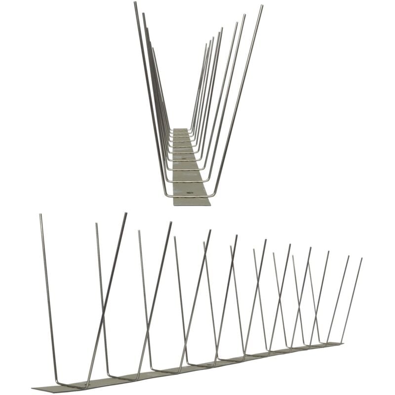 foto del prodotto pestsystems 10 metri dissuasori di picchi anti piccione v2a standard con base di acciaio inossidabile 2 striscia di picchi antipiccione la