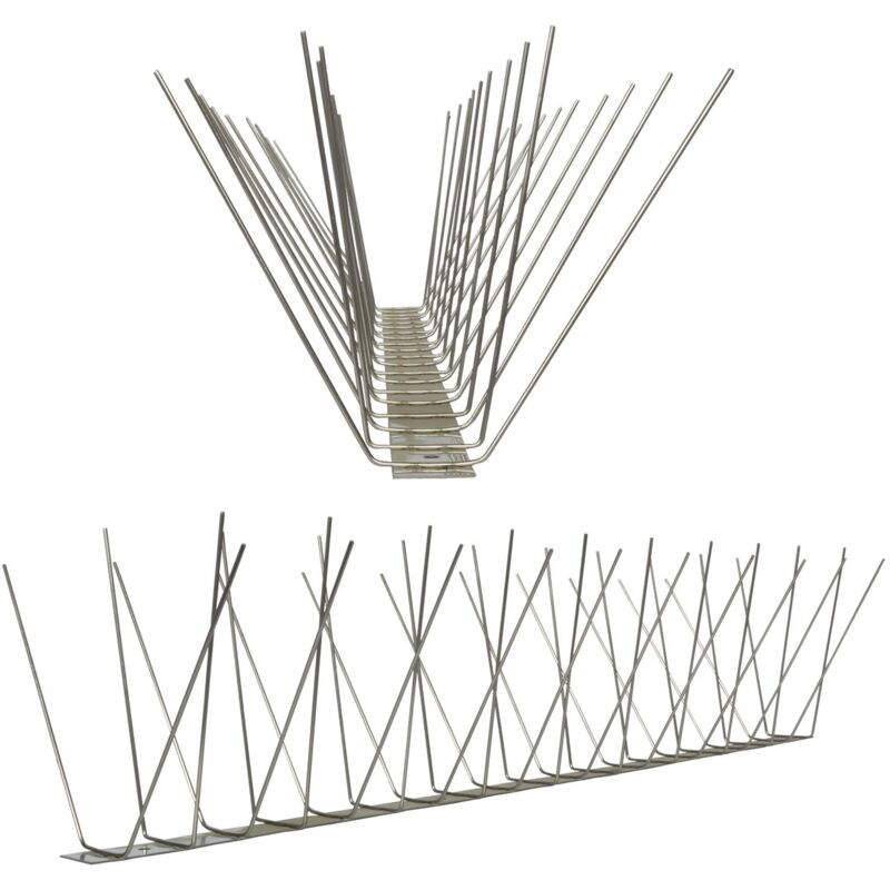 foto del prodotto pestsystems 10 metri dissuasori di picchi anti piccione v2a standard con base di acciaio inossidabile 4 striscia di picchi antipiccione la
