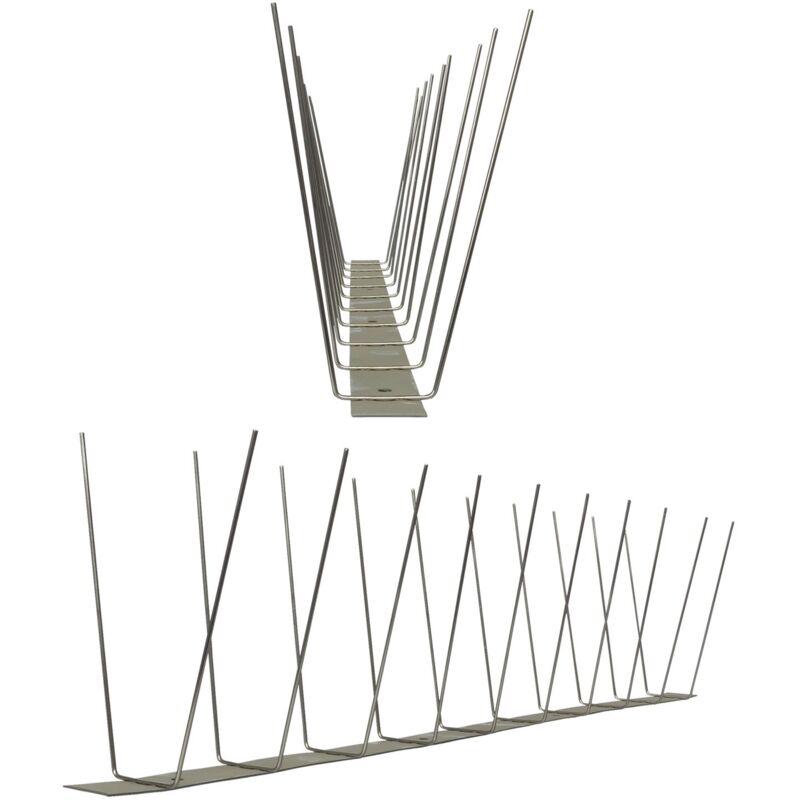 foto del prodotto pestsystems 3 metri 6 x 0,5 m dissuasori di picchi anti piccione v2a standard con base di acciaio inossidabile 2 striscia di picchi antipiccione