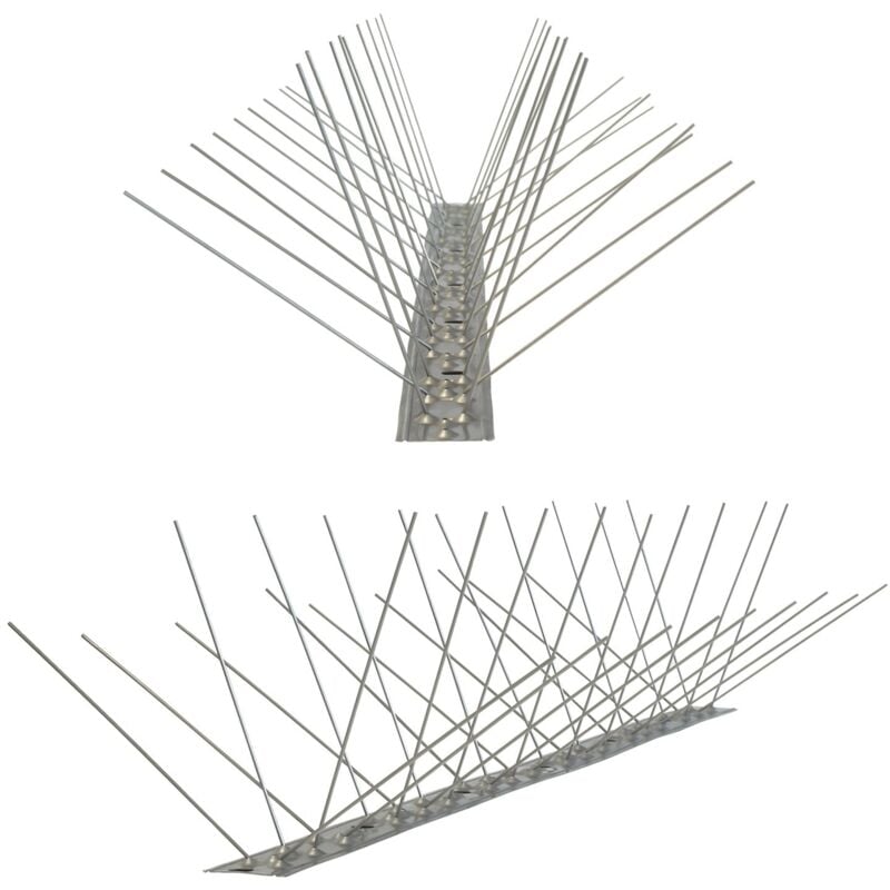 foto del prodotto pestsystems 5 metri dissuasori di picchi anti piccione v2a con base di acciaio inossidabile flessibile 4 striscia di picchi antipiccione la
