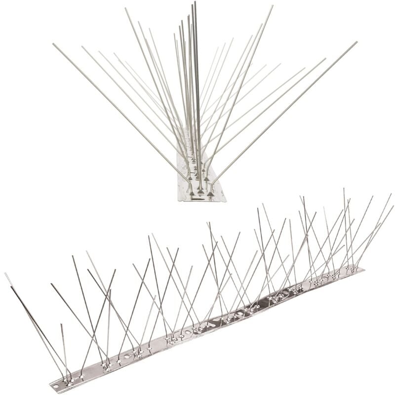 foto del prodotto pestsystems 5 metri dissuasori di picchi anti piccione v2a con base di acciaio inossidabile flessibile 5 striscia di picchi antipiccione la