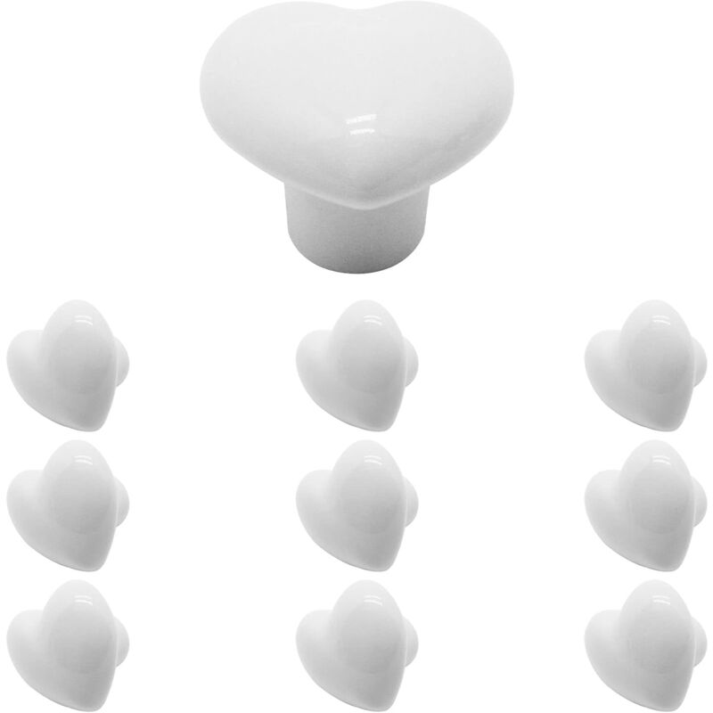 foto del prodotto petites ecrevisses 10 pcs pomelli per mobili in ceramica cuore manopole per cassetto pomello per porte armadio con viti bianco