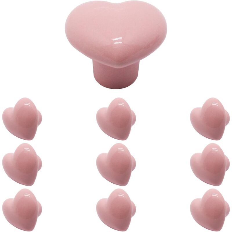 foto del prodotto petites ecrevisses 10 pcs pomelli per mobili in ceramica cuore manopole per cassetto pomello per porte armadio con viti rosa