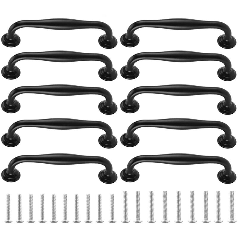 foto del prodotto petites ecrevisses 10 pezzi maniglie per mobili da cucina 96mm maniglia per mobili in alluminio viti incluse nero