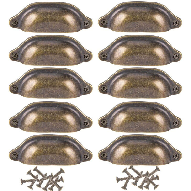 foto del prodotto petites ecrevisses 10 pezzi pomelli per mobili vintage 98mm conchiglia maniglia per cassetti armadio con viti bronzo