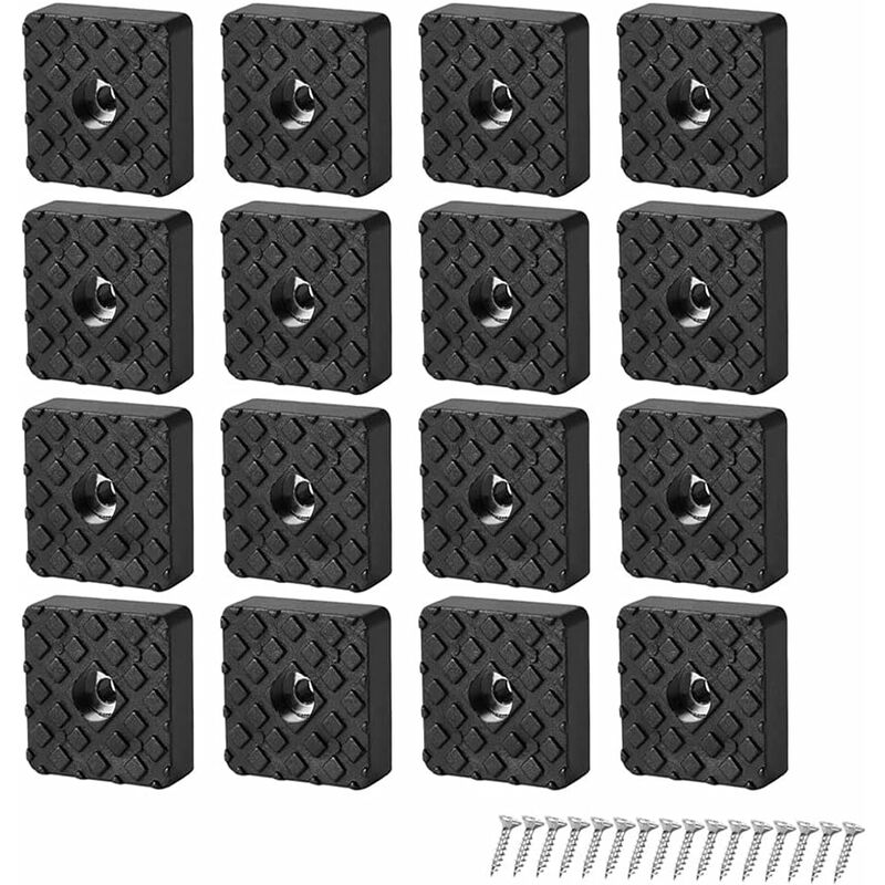 foto del prodotto petites ecrevisses 16 pcs piedini gomma antiscivolo per mobili tavolo tappi per sedie avvitabili con vite nero