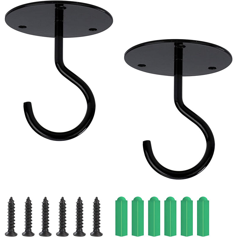 foto del prodotto petites ecrevisses 2 pcs gancio da parete metallico ganci per lampadario da appendere ganci per fioriere lanterne eolici nero