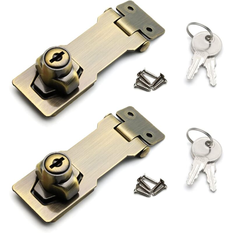 foto del prodotto petites ecrevisses 2 pezzi cassetto armadio serrature chiusura a chiave hasp chiusura con vite per mobili garage scatole bronzo 3 pollici