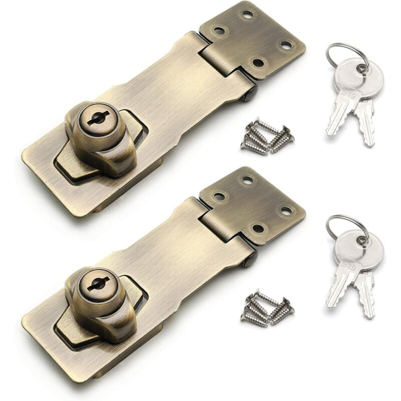 foto del prodotto petites ecrevisses - 2 pezzi cassetto armadio serrature chiusura a chiave hasp chiusura con vite per mobili garage scatole bronzo - 4 pollici
