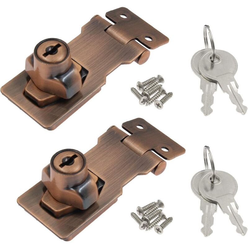 foto del prodotto petites ecrevisses 2 pezzi cassetto armadio serrature chiusura a chiave hasp chiusura con vite per mobili garage scatole bronzo rosso 2,5 pollici