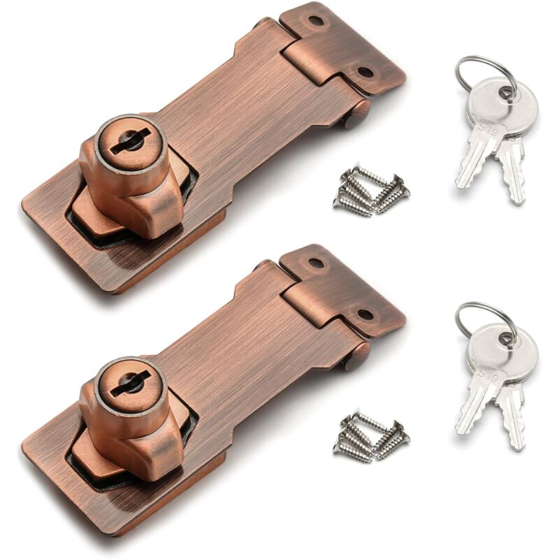 foto del prodotto petites ecrevisses 2 pezzi cassetto armadio serrature chiusura a chiave hasp chiusura con vite per mobili garage scatole bronzo rosso 3 pollici