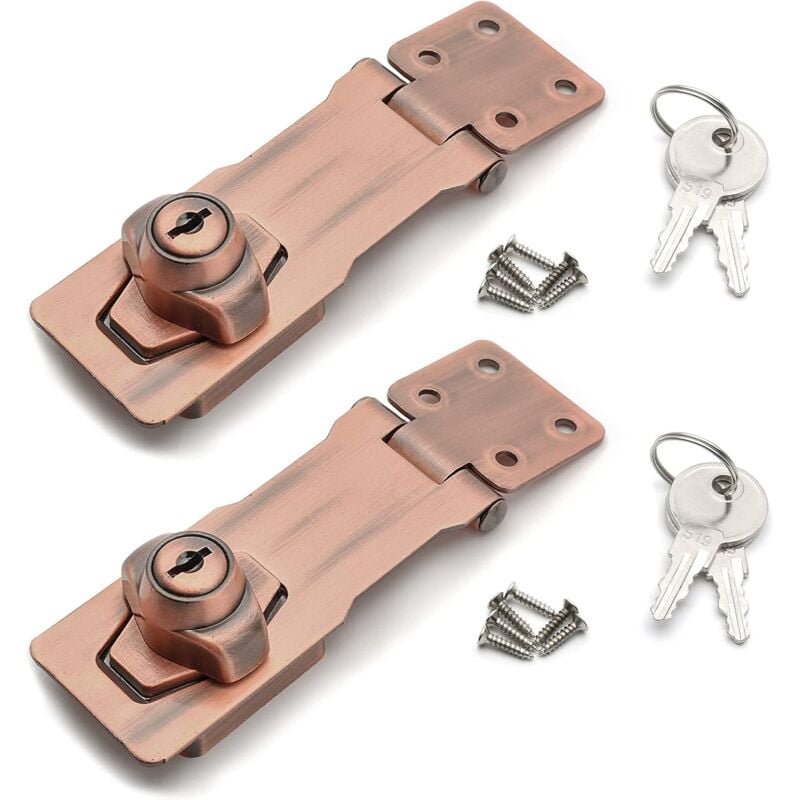 foto del prodotto petites ecrevisses 2 pezzi cassetto armadio serrature chiusura a chiave hasp chiusura con vite per mobili garage scatole bronzo rosso 4 pollici