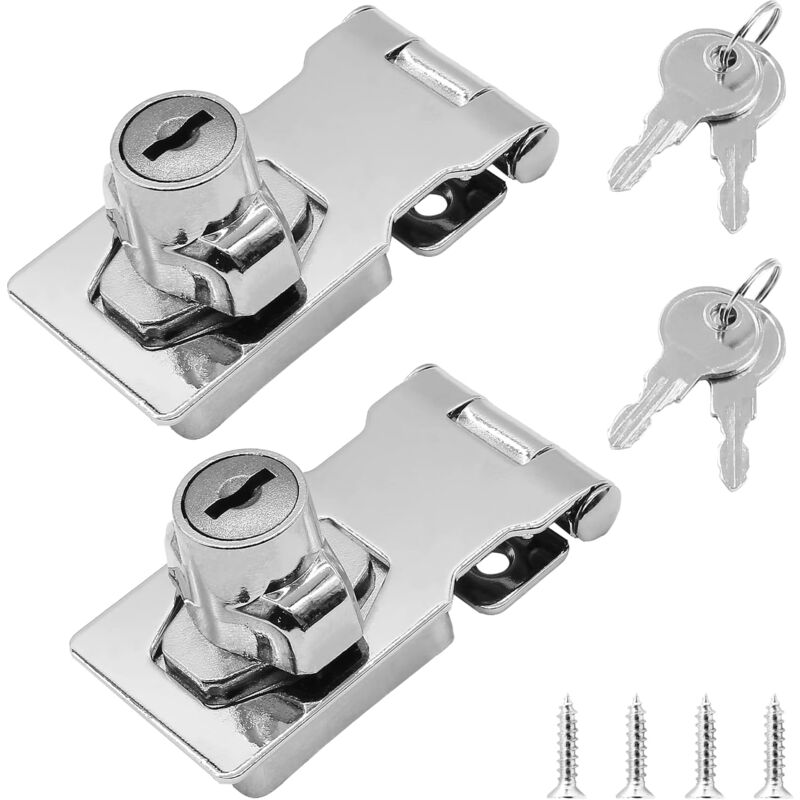 foto del prodotto petites ecrevisses 2 pezzi cassetto armadio serrature chiusura a chiave hasp chiusura con vite per mobili garage scatole cromo 2,5 pollici