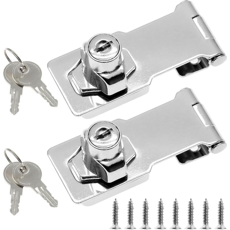 foto del prodotto petites ecrevisses 2 pezzi cassetto armadio serrature chiusura a chiave hasp chiusura con vite per mobili garage scatole cromo 3 pollici