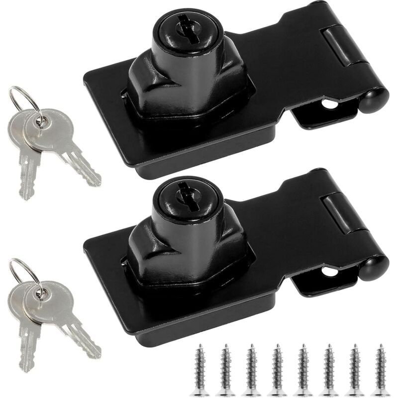 foto del prodotto petites ecrevisses 2 pezzi cassetto armadio serrature chiusura a chiave hasp chiusura con vite per mobili garage scatole nero 2,5 pollici
