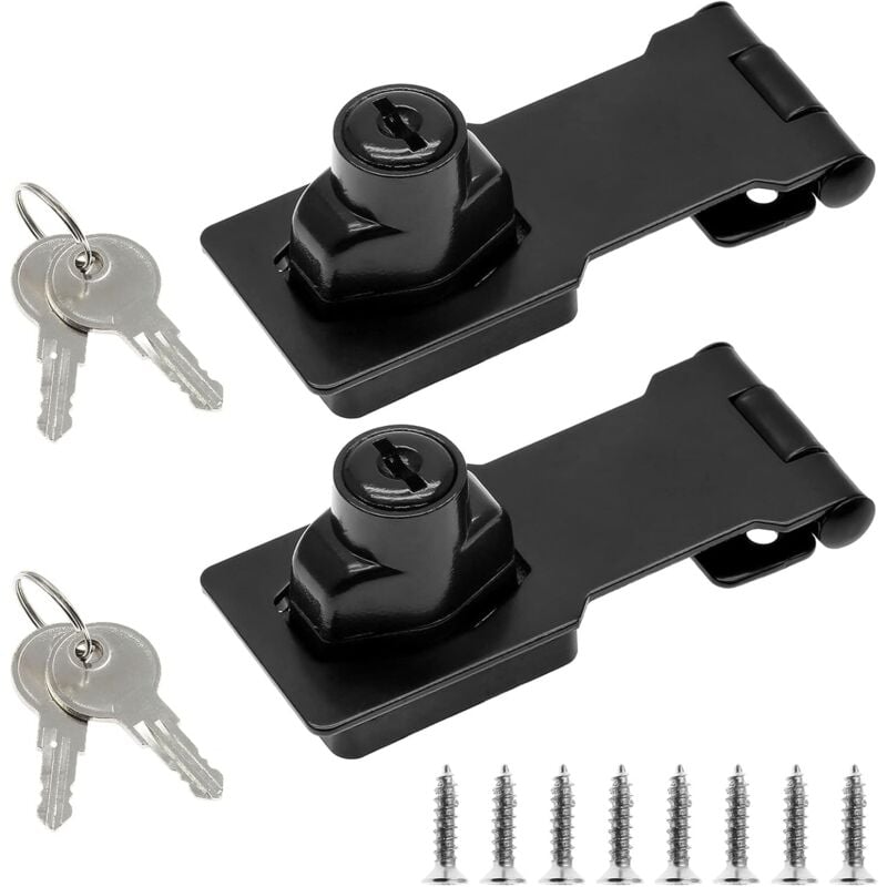 foto del prodotto petites ecrevisses 2 pezzi cassetto armadio serrature chiusura a chiave hasp chiusura con vite per mobili garage scatole nero 3 pollici