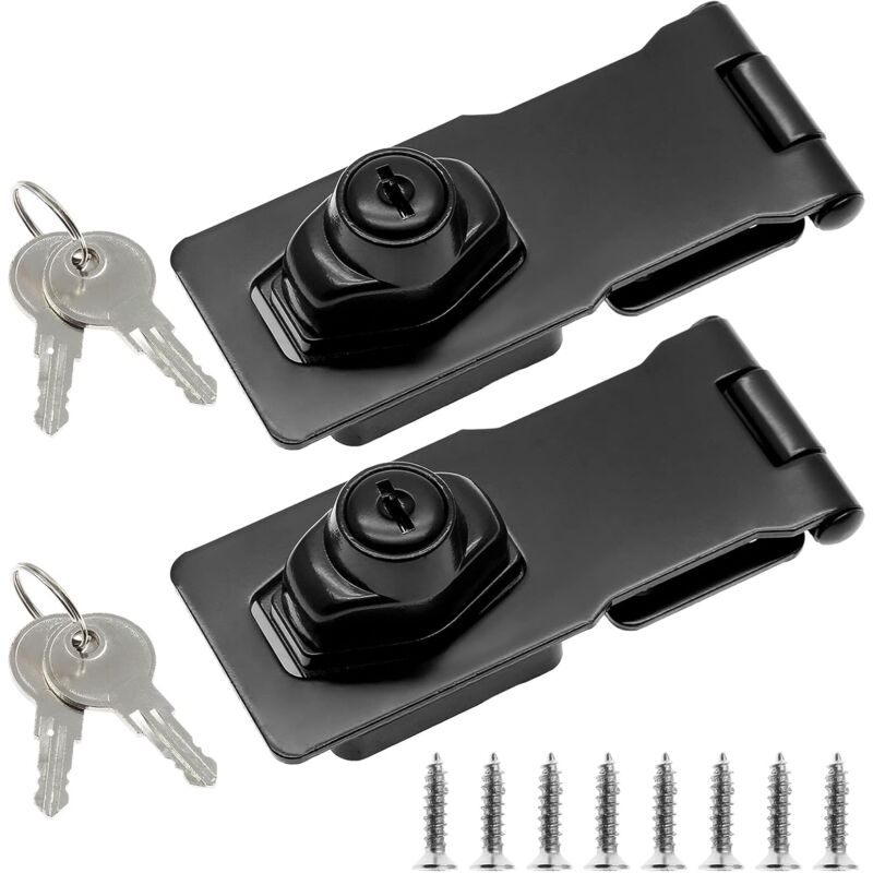 foto del prodotto petites ecrevisses 2 pezzi cassetto armadio serrature chiusura a chiave hasp chiusura con vite per mobili garage scatole nero 4 pollici