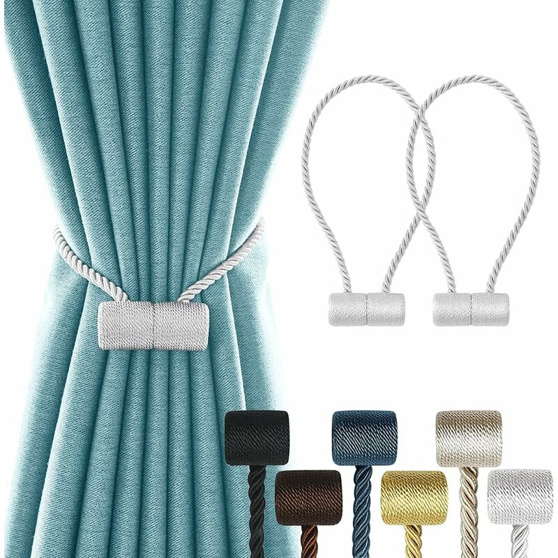 foto del prodotto petites ecrevisses 2 pezzi fermatende magnetici per tende fibbia trecciato per tende 40cm corda tende decorazione grigio