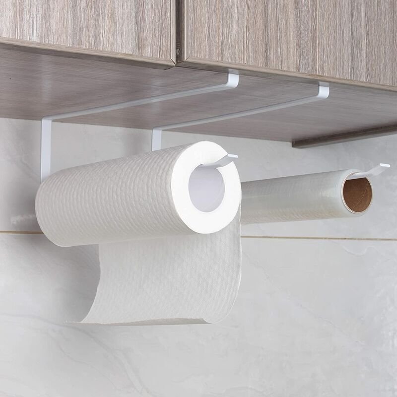 foto del prodotto petites ecrevisses 2 pezzi porta rotolo da cucina 27cm portarotolo senza foratura porta scottex da appendere bianco