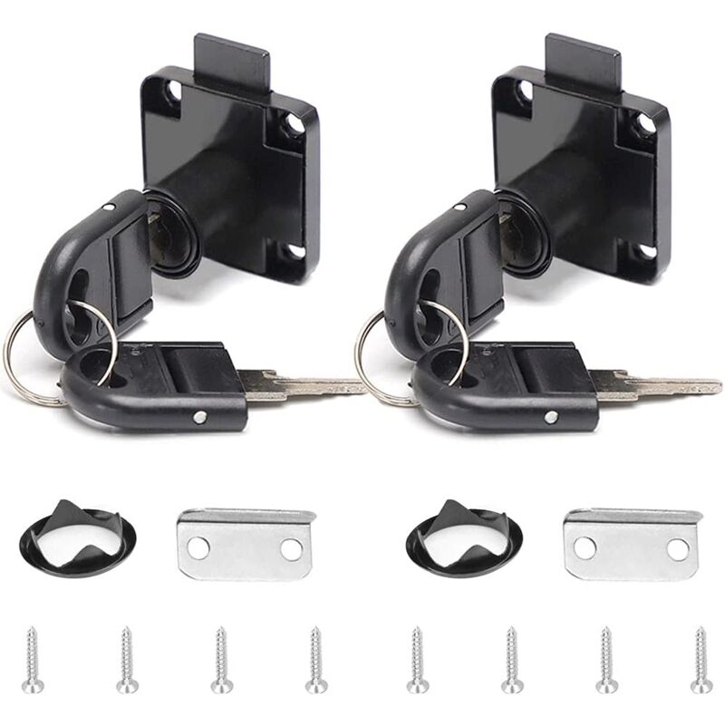 foto del prodotto petites ecrevisses 2 pezzi serratura cassetto scrivania serratura a camma per armadietto per mobili cassetta postale nero