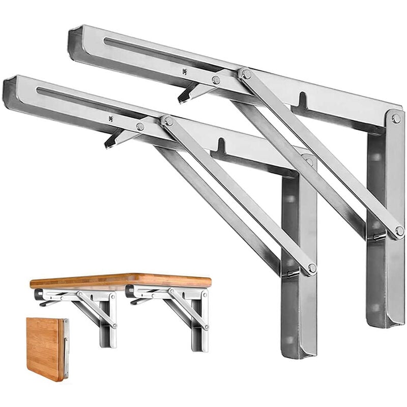 foto del prodotto petites ecrevisses 2 pezzi staffa pieghevole 300mm supporto tavolo staffe per mensole pesanti carico massimo 80kg per garage cucina