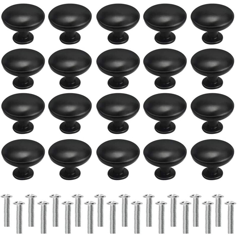 foto del prodotto petites ecrevisses 20 pezzi pomelli per cassetti rotondo 30mm maniglie per mobili nero