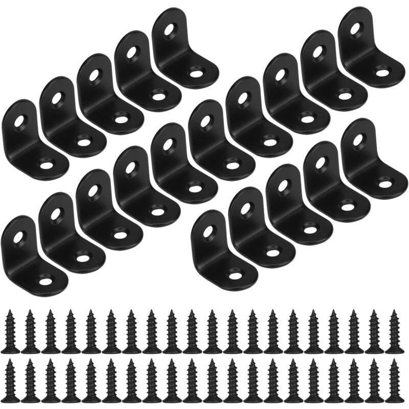 foto del prodotto petites ecrevisses 20 pezzi squadrette angolari in acciaio inox supporto angolare staffe angolari per mobili tavolo sedia nero 20 20mm