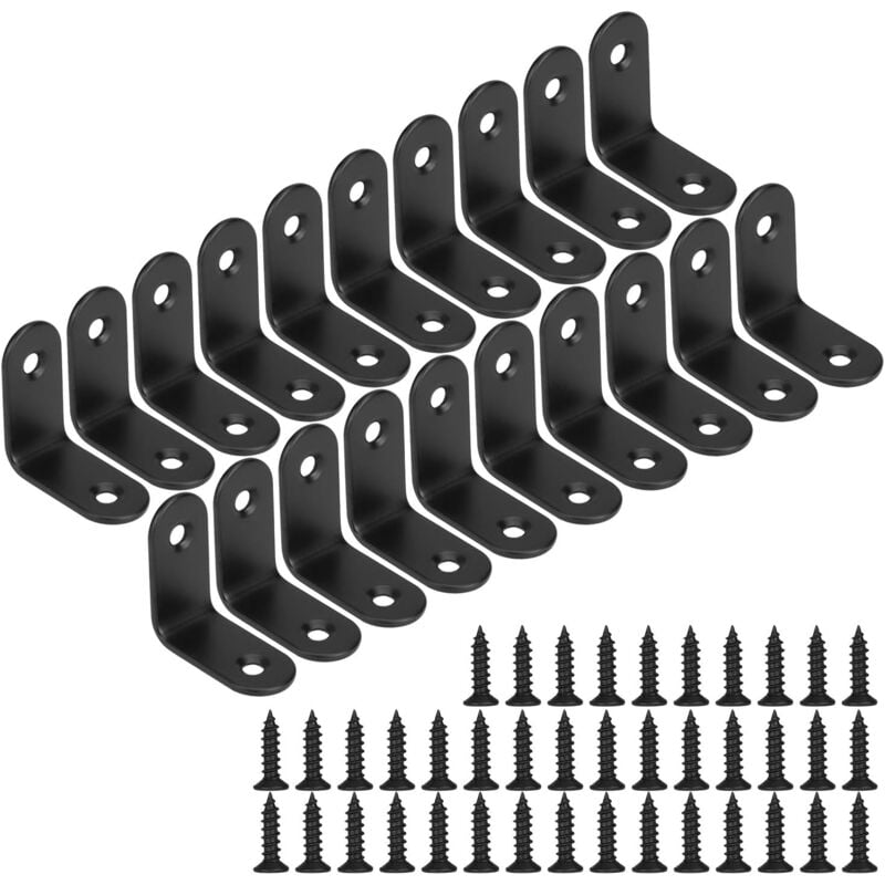 foto del prodotto petites ecrevisses 20 pezzi squadrette angolari in acciaio inox supporto angolare staffe angolari per mobili tavolo sedia nero 30 30mm