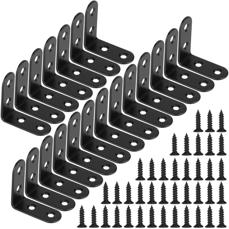 foto del prodotto petites ecrevisses 20 pezzi squadrette angolari in acciaio inox supporto angolare staffe angolari per mobili tavolo sedia nero 40 40mm