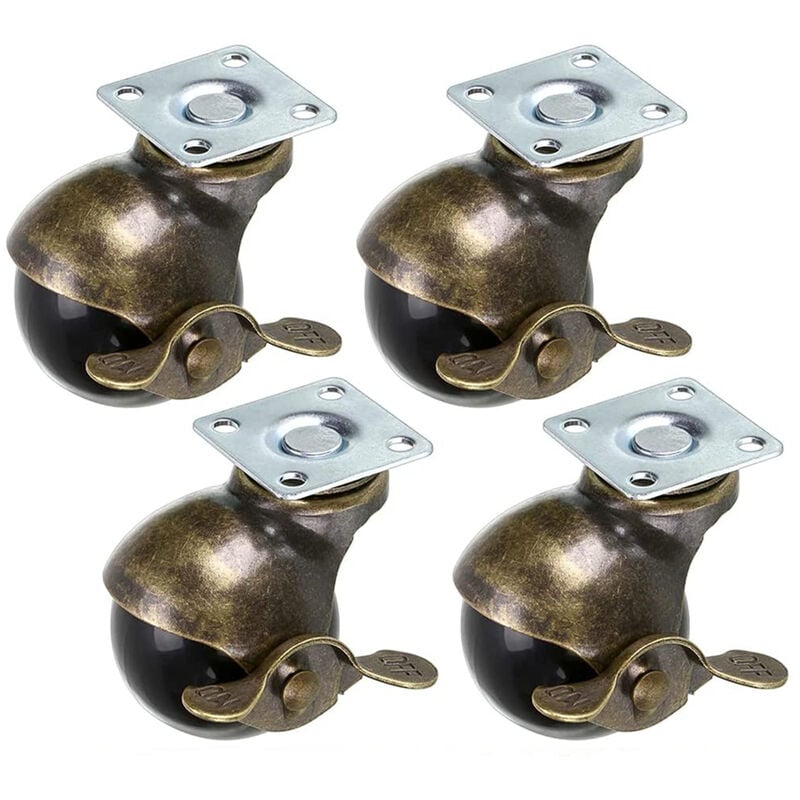 foto del prodotto petites ecrevisses 4 pack ruote per mobili con freno in metallo 40mm rotelle bronzo vintage per culla sedia con viti