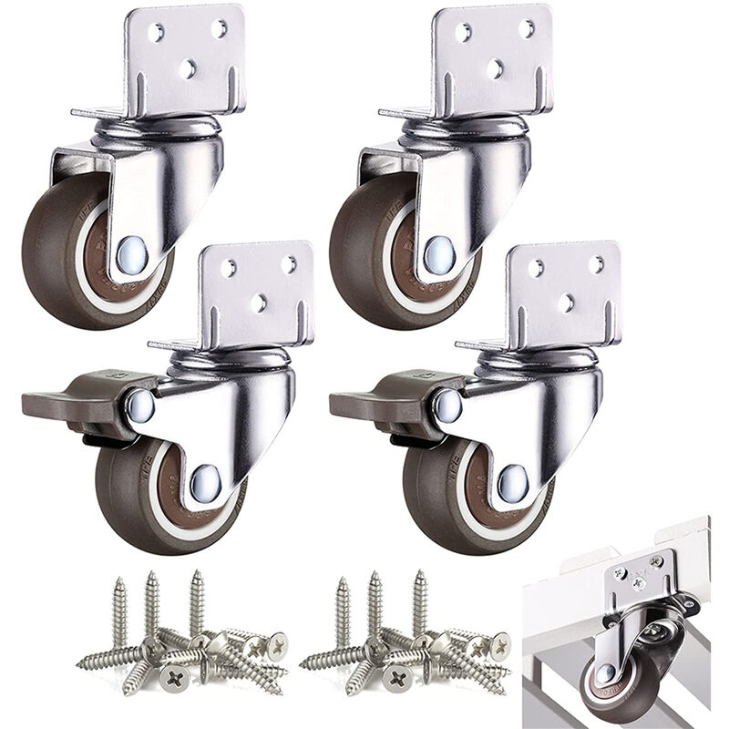 foto del prodotto petites ecrevisses 4 pcs piccole rotelle girevoli per mobili 50mm ruote per mobili per culla tavolo include piastra di montaggio e viti