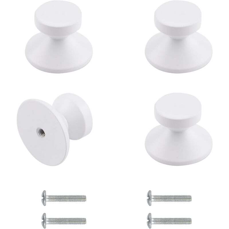 foto del prodotto petites ecrevisses 4 pcs pomelli per armadietti pomello metallo per cassetto maniglie rotondo per mobili a foro singolo con viti bianco