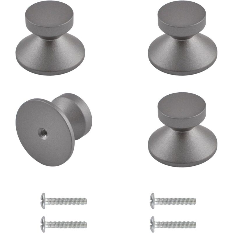 foto del prodotto petites ecrevisses 4 pcs pomelli per armadietti pomello metallo per cassetto maniglie rotondo per mobili a foro singolo con viti grigio