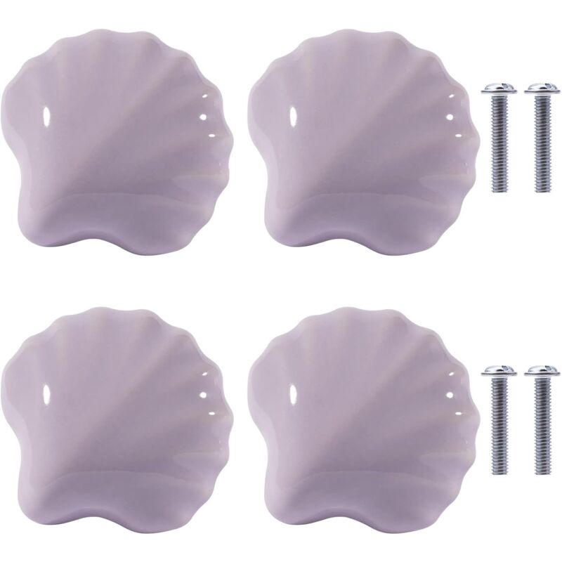 foto del prodotto petites ecrevisses 4 pcs pomelli per armadio in ceramica forma di conchiglie pomello per cassetto maniglie per mobili viola