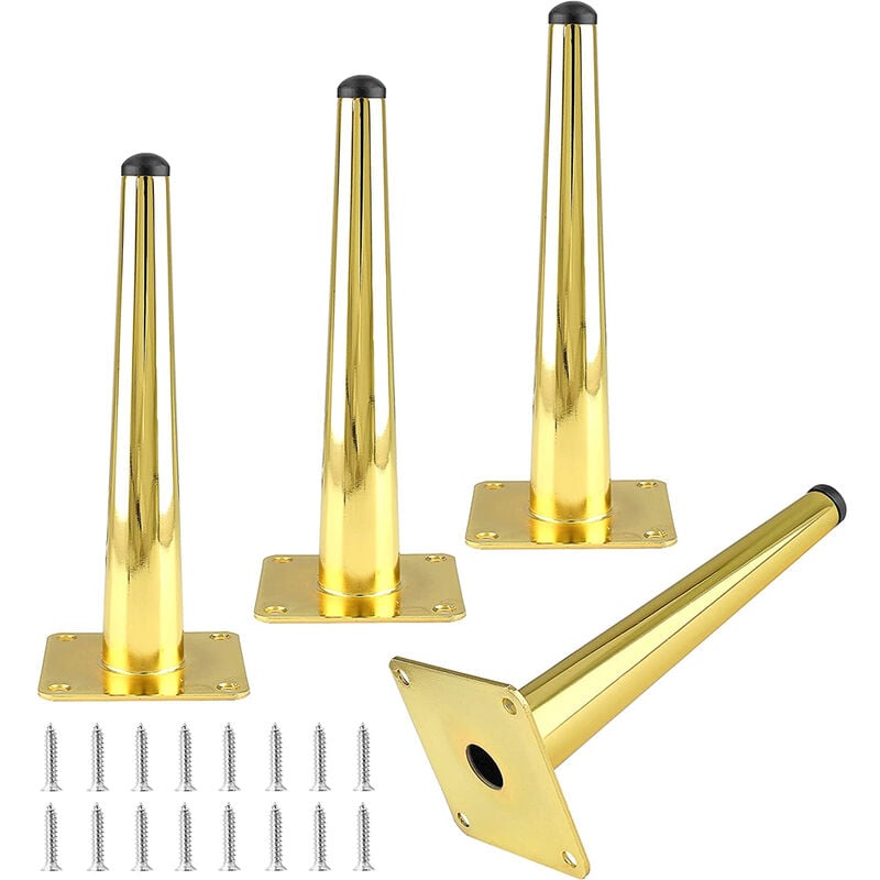 foto del prodotto petites ecrevisses 4 pezzi piedini per mobili in metallo 17cm gambe per tavolo cono con base in gomma antiscivolo oro