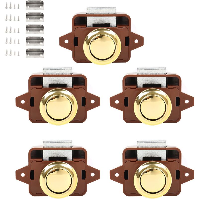 foto del prodotto petites ecrevisses 5 pcs serrature per mobili serratura a scatto della porta serratura push button catch door lock per yacht caravan marrone
