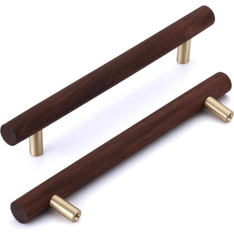 foto del prodotto petites ecrevisses 6 pezzi maniglia per mobili armadi in legno maniglia moderna per armadietto cassettiera con viti noce 128mm