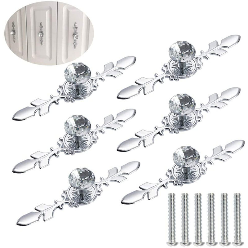 foto del prodotto petites ecrevisses 6 pezzi maniglie per mobili cassetti in cristallo pomelli per armadietto stile moderno 117mm con viti