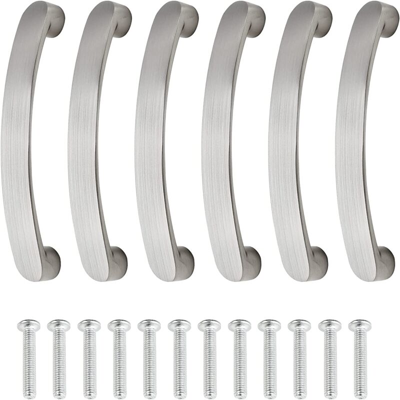 foto del prodotto petites ecrevisses 6 pezzi maniglie per mobili da cucina maniglia per armadio cassetto stile moderno nichel spazzolato 96mm