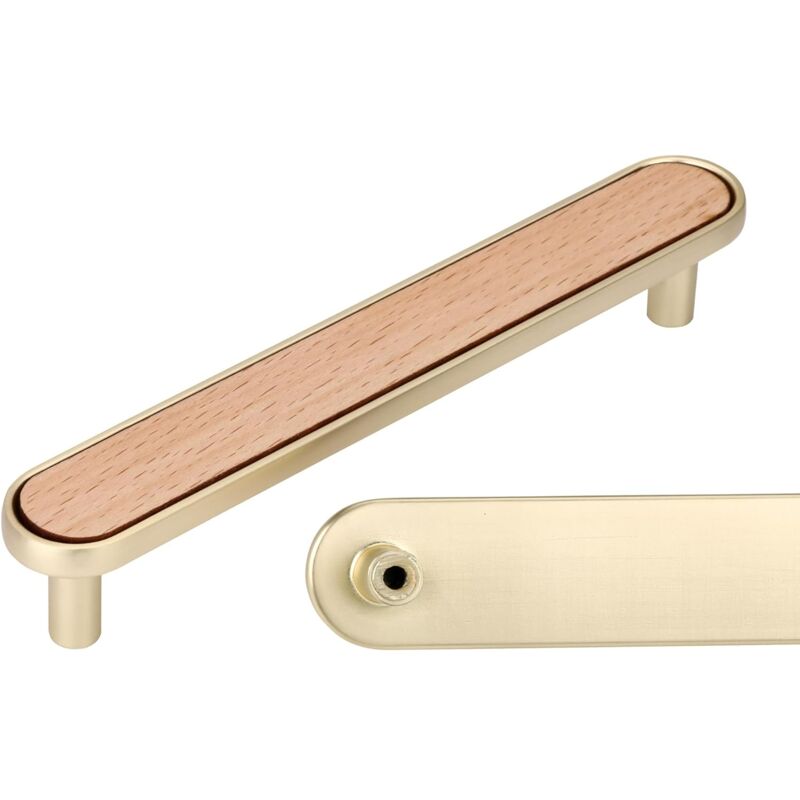 foto del prodotto petites ecrevisses 6 pezzi maniglie per mobili in legno maniglia per porte di guardaroba armadio stile moderno con viti faggio 96mm