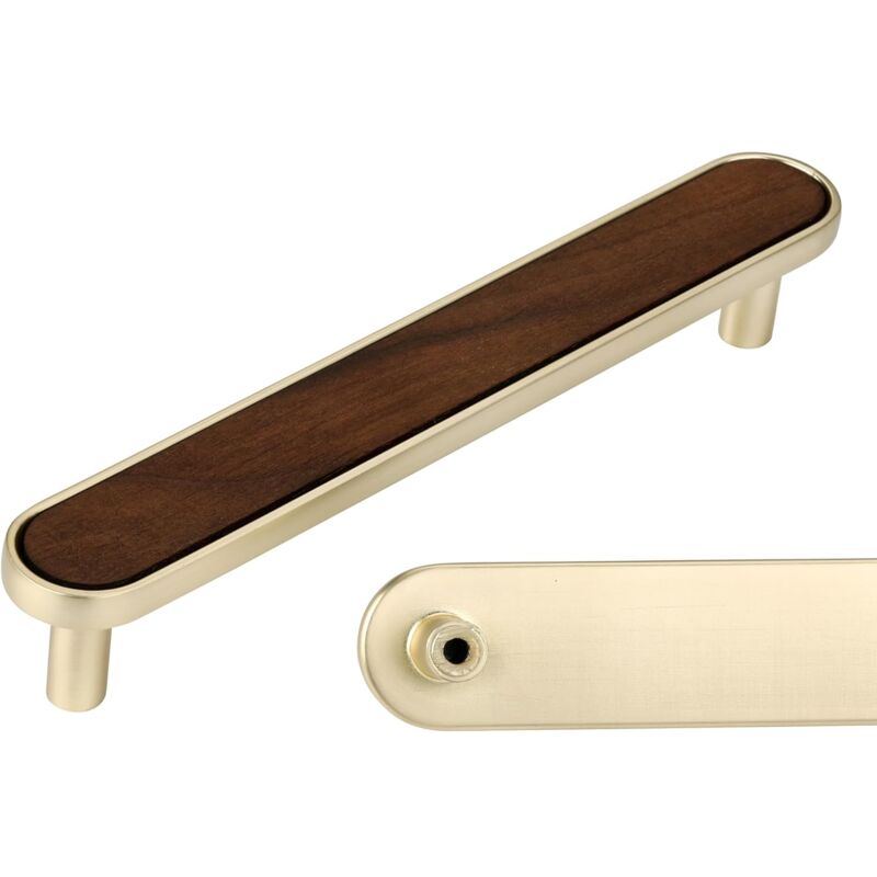 foto del prodotto petites ecrevisses 6 pezzi maniglie per mobili in legno maniglia per porte di guardaroba armadio stile moderno con viti noce 128mm