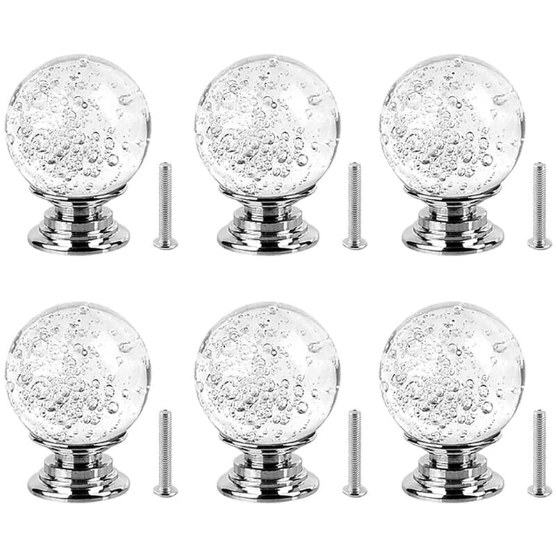 foto del prodotto petites ecrevisses 6 pezzi pomelli per armadietto 30mm maniglia per cassetti in vetro con viti per cucina uffici camera